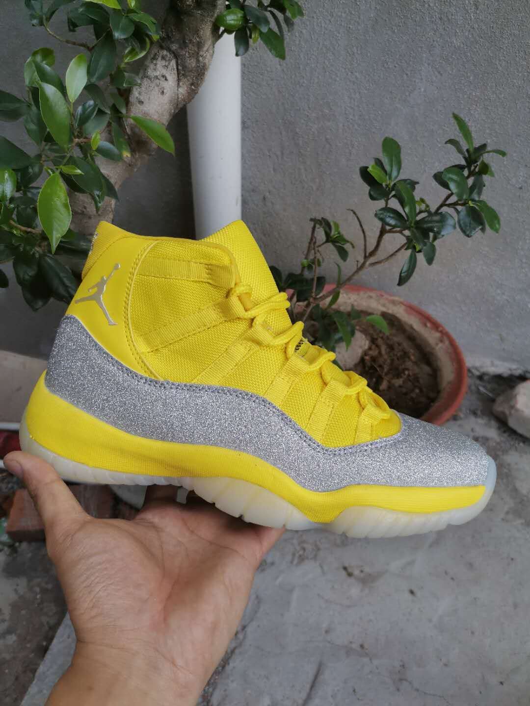 New Men Air Jordan 11 High Gypsophila Yellow Shoes